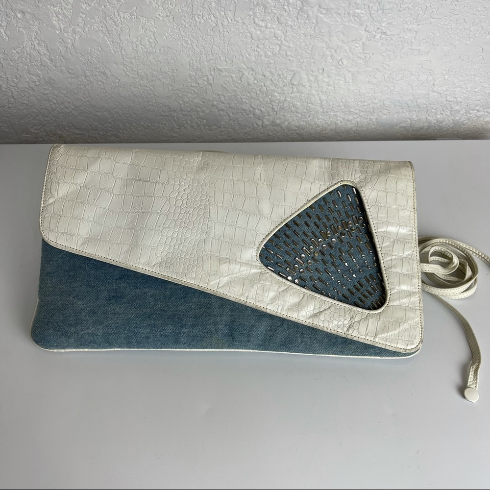 Elegant White and Blue Clutch